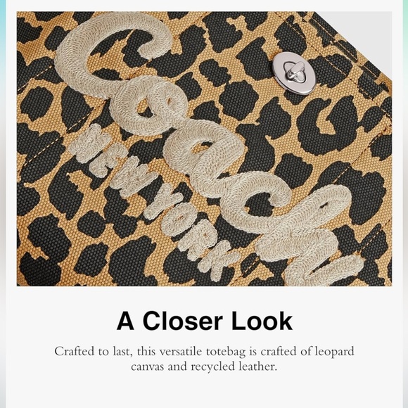 Coach Leopard Canvas Tote Bag Nwt - Picture 7 of 11